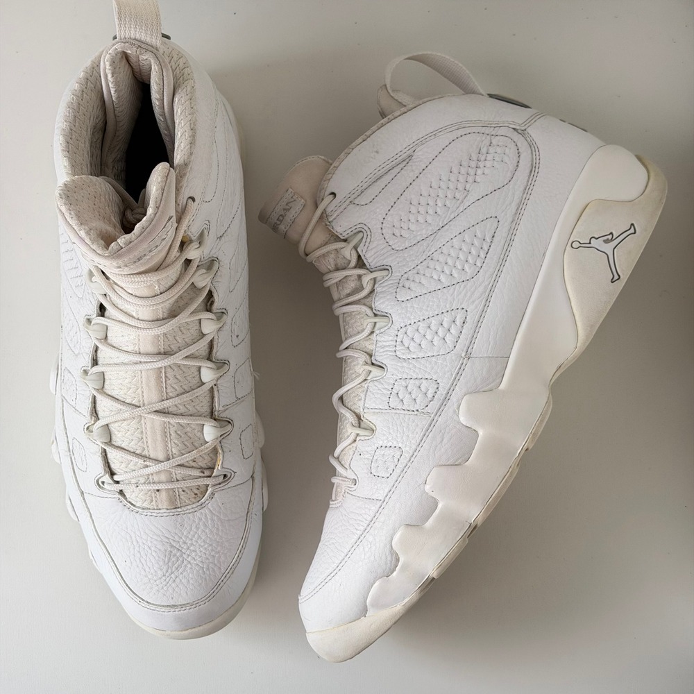 Air Jordan 9 Mens 12 White Leather 25th Anniversary Basketball Shoes 2009
